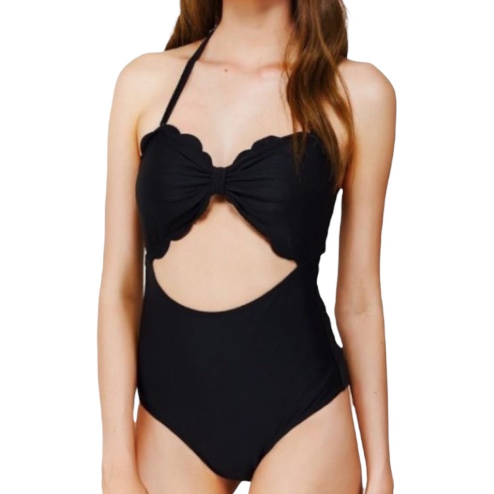 Cupshe Black Scallop Cutout One-piece Swimsuit NWOT